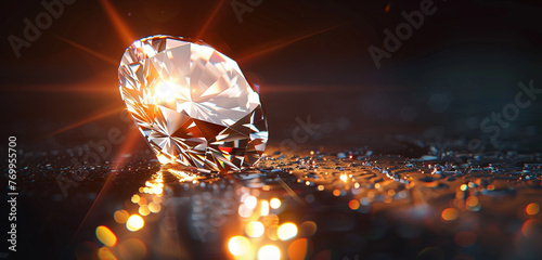 A close-up of a sparkling diamond emoji shining brightly on a dark background.