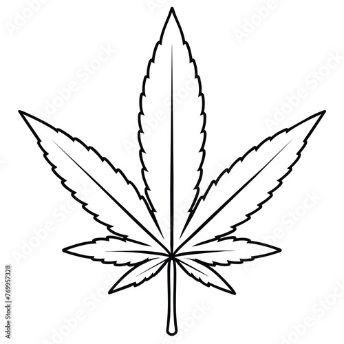 Simple Cannabis Leaf Outline Vector Icon. Marijuana Plant Silhouette for CBD and Hemp Design.
