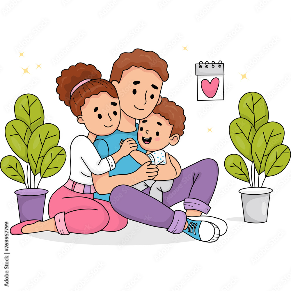 Happy cute light-skinned family Happy cute light-skinned family