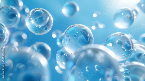 Sparkling Blue Water Bubbles Background