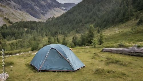A Tent Pitched In A Scenic Camping Spot