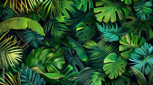 Tropical Leaves Pattern Background