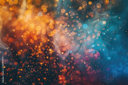 Abstract bokeh lights with a colorful backdrop - An abstract image featuring bokeh lights in a myriad of colors against a soft, blended background suggesting a festive mood © Mickey
