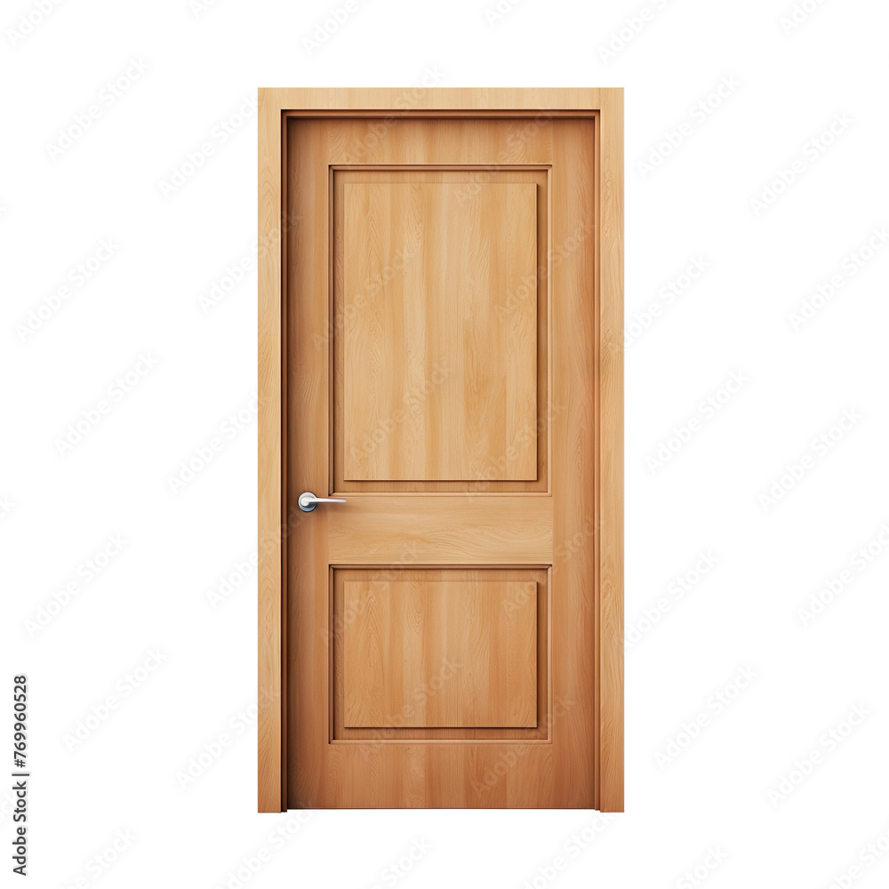 Closed wooden door cut out