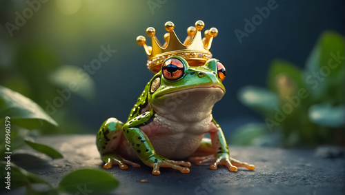 cute frog wearing a golden crown