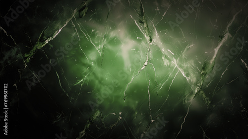 Transparent glass texture, cracked frozen glass, pattern in a dark green shade. Przezroczysta szklana faktura, popękana zamrożona szyba, wzorem w ciemnym zielonym odcieniu.
