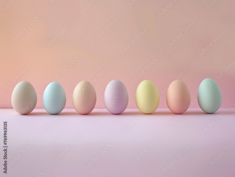 A series of pastel eggs, each at different stages of hatching, arranged in a row against a minimalist backdrop, representing the journey of growth A series of pastel eggs, each at different stages of hatching, arranged in a row against a minimalist backdrop, representing the journey of growth