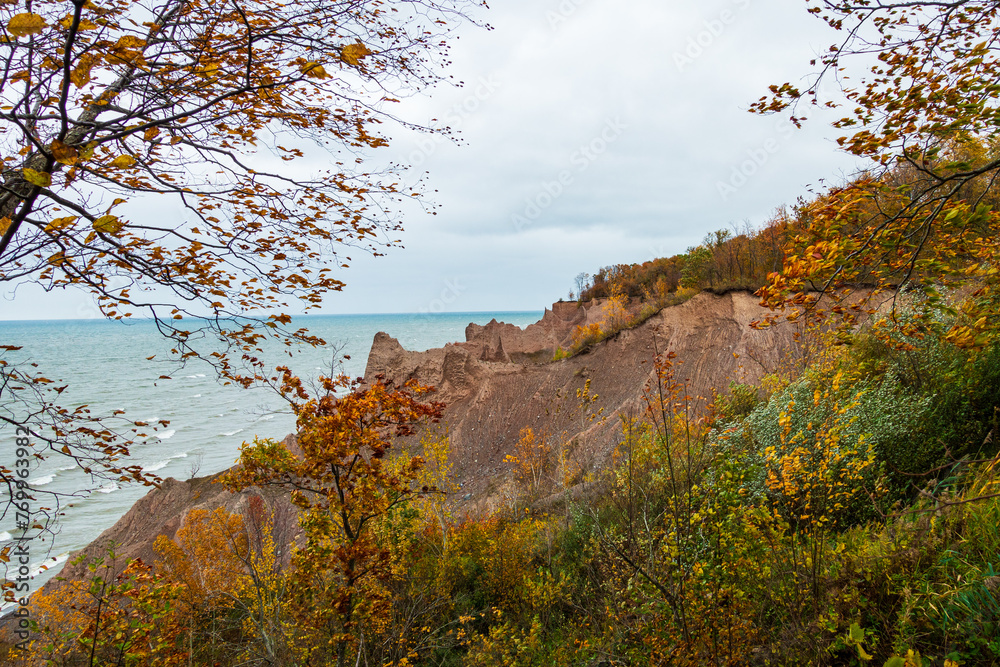 Chimney Bluffs State Park in New York overlooking Lake Ontario