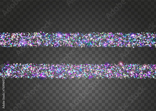 Carnaval Sparkle. Iridescent Paper. Disco Surprise Illustration. Transparent Confetti. Blue Light Burst. Laser Pattern. Digital Poster. Cristal Design. Purple Carnaval Sparkle