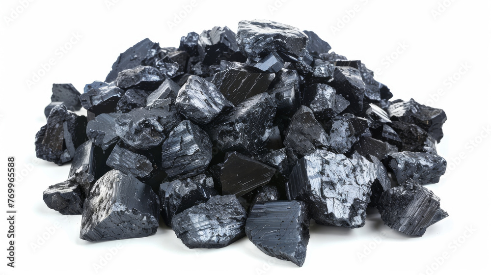 Pile of Anthracite Coal Isolated on White Background