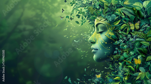Artistic representation of mother earth and world environment for Earth Day concept.