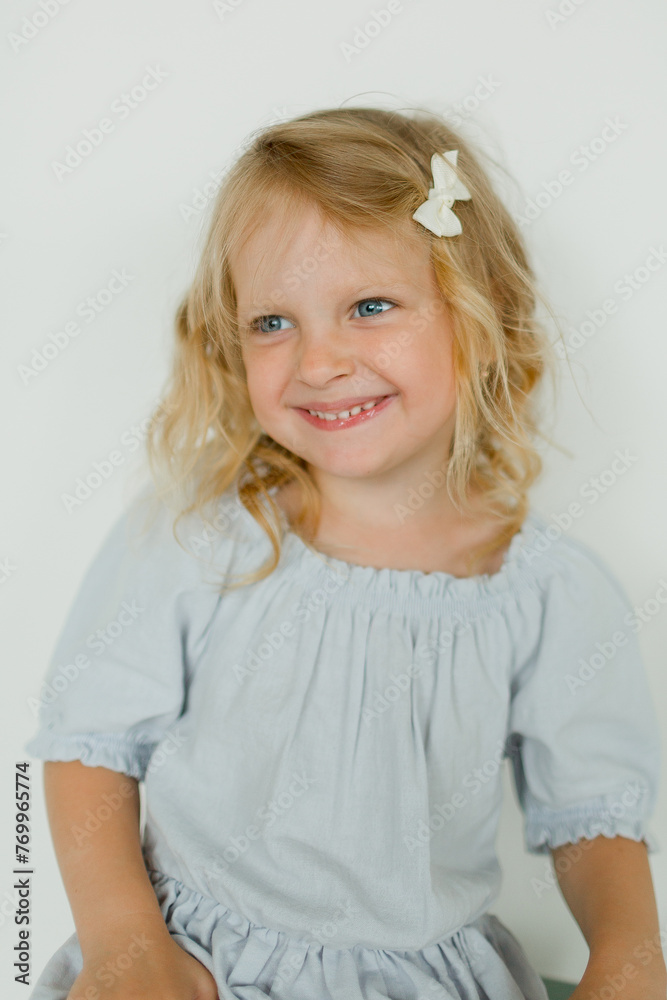 portrait of a girl In blue dress portrait of a girl In blue dress