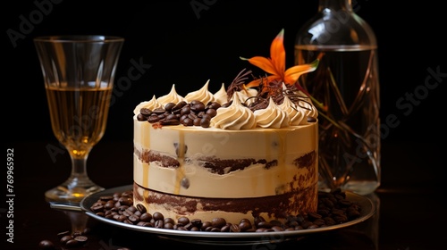 Espresso martini cake with vodka Kahlua buttercream ultra hd. photo