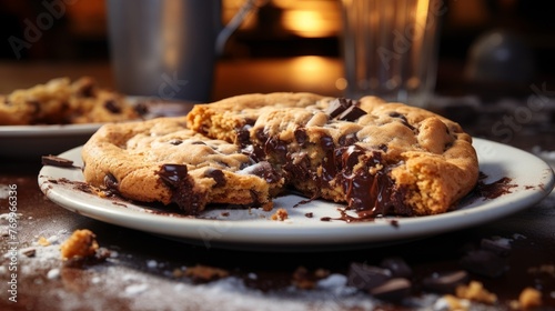 Chocolate Chip Cookie on White Plate