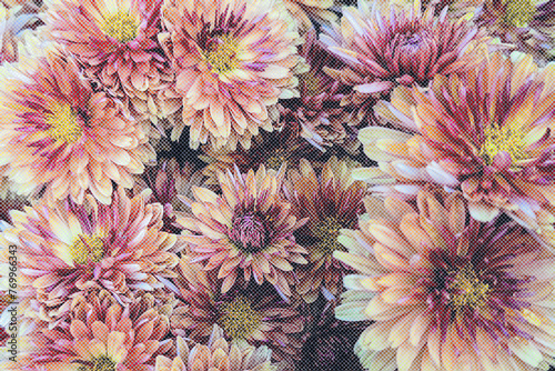 vintage halftone effect background of flowers texture, visual graphics