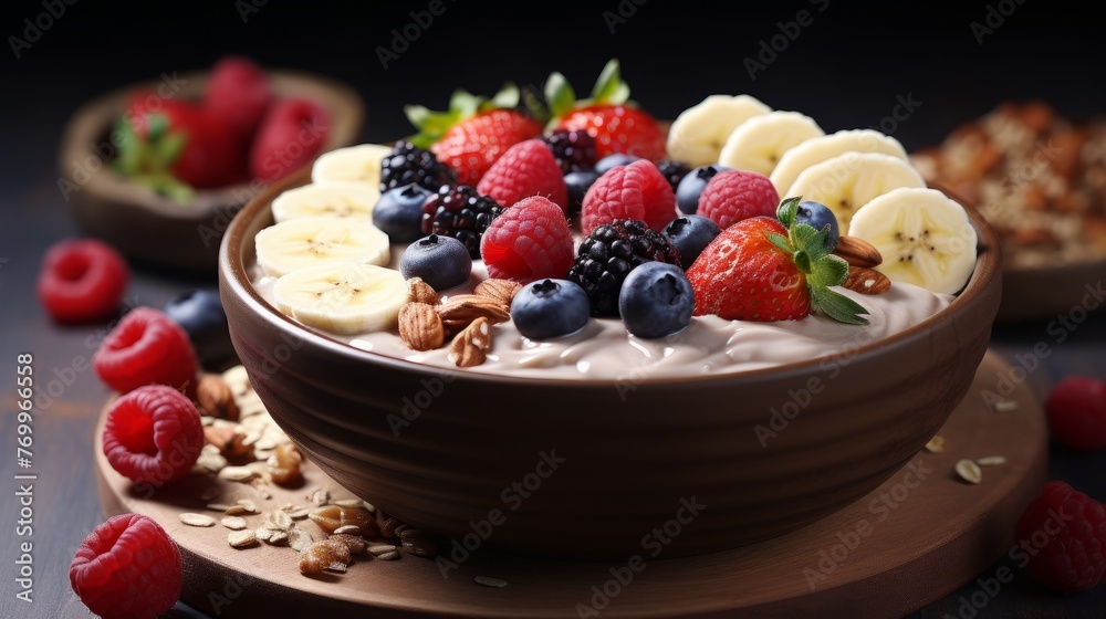 Bowl of Yogurt With Fruit and Nuts Bowl of Yogurt With Fruit and Nuts