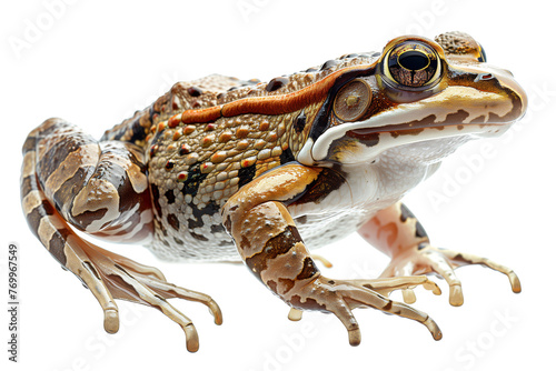 Sitting realistic frog isolated on transparent background.
