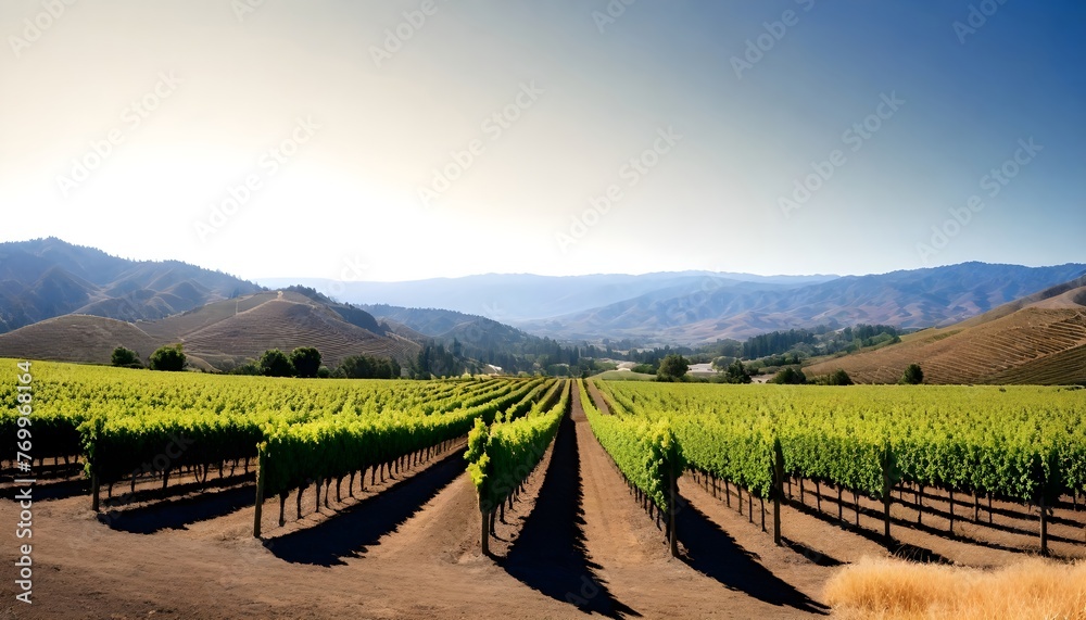 Fototapeta premium a vineyard with a mountain range in the background