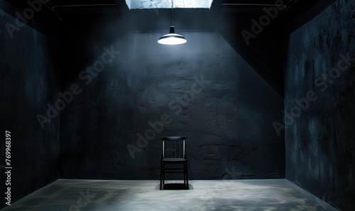 Interrogation room with small light overhead. Dark Interrogation theme