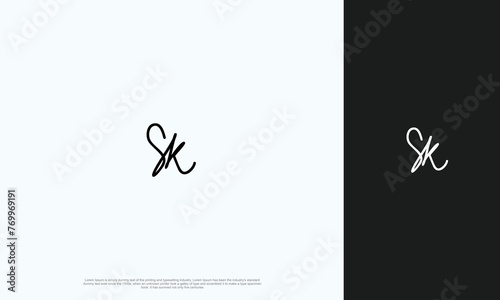 Initial Letter handwritting signature SK Logo monogram typography for business name. Vector logo inspiration 
