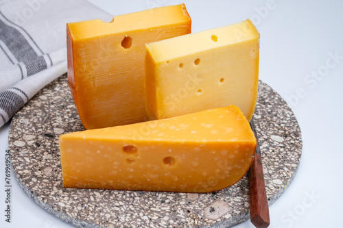 Cheese collection, Dutch ripe hard cheeses made from cow milk in the Netherlands