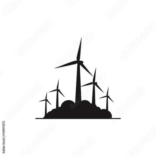 silhouette of wind turbines