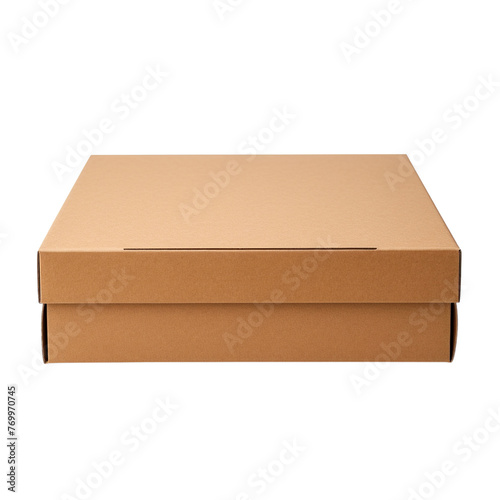 Empty closed cardboard box mockup isolated on transparent or white background © Luckyphotos