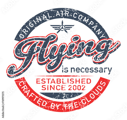 Vector illustration of emblem with elements alluding to aviation. Art for prints, posters and etc..