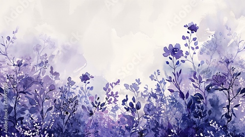 Watercolour, Plant Illustration with copy-space. Beautiful Natural Wallpaper.