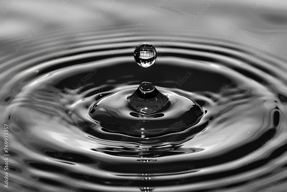 Macro shot capturing the purity of a single water droplet, shimmering in light Macro shot capturing the purity of a single water droplet, shimmering in light