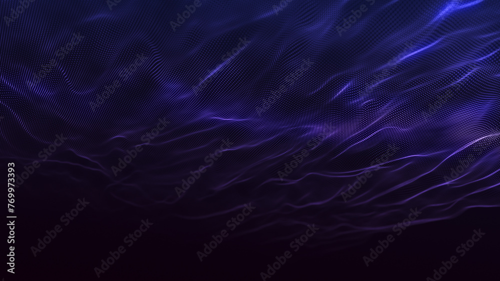 Technology background. Abstract digital particle wave. Futuristic dotted wave. Sound wave visualization. Digital background. Plexus effect. 3d. Technology background. Abstract digital particle wave. Futuristic dotted wave. Sound wave visualization. Digital background. Plexus effect. 3d.