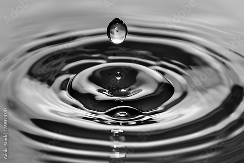 Macro shot capturing the purity of a single water droplet, shimmering in light