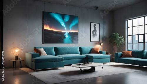 Corner sofa Loft interior design of modern living home room 5