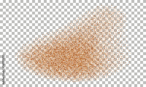 Cocoa; coffee or chocolate powder; dust particles ground splash isolated on transparent background. Vector illustration