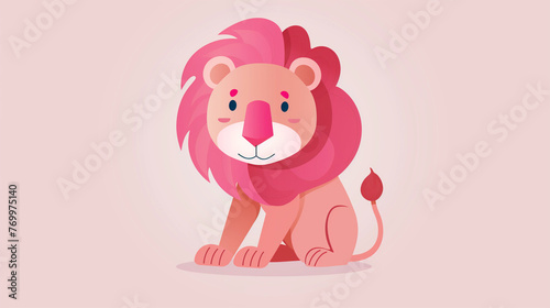 Leão cor rosa - Ilustração