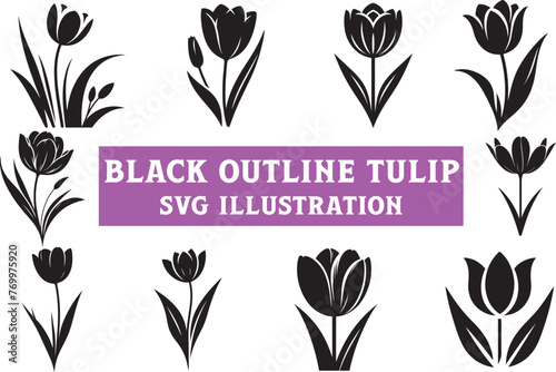Fototapeta Naklejka Na Ścianę i Meble -  Tulip flower icon set. Simple illustration of vector design 13.eps