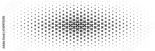 horizontal center halftone of black cross and circle design for pattern and background. © eNJoy Istyle