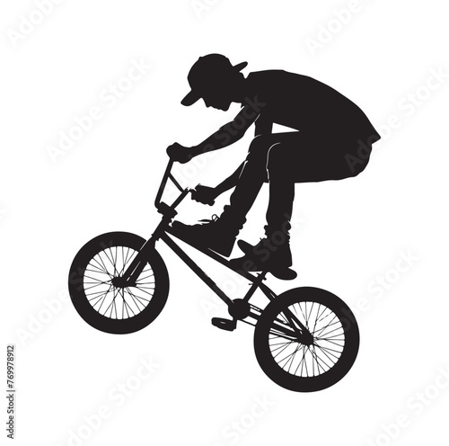 Professional bmx bicycle player silhouette. Vector illustration