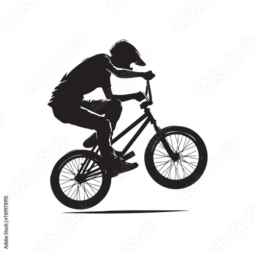 Professional bmx bicycle player silhouette. Vector illustration
