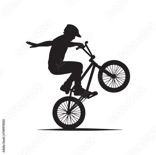 Professional bmx bicycle player silhouette. Vector illustration