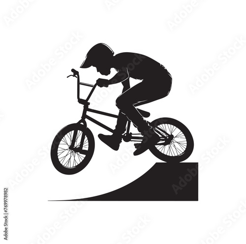 Professional bmx bicycle player silhouette. Vector illustration