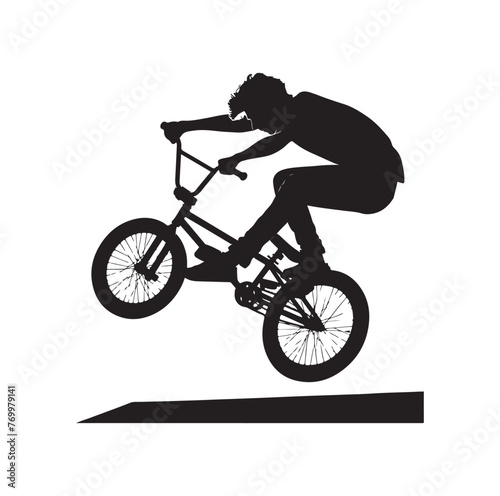 Professional bmx bicycle player silhouette. Vector illustration