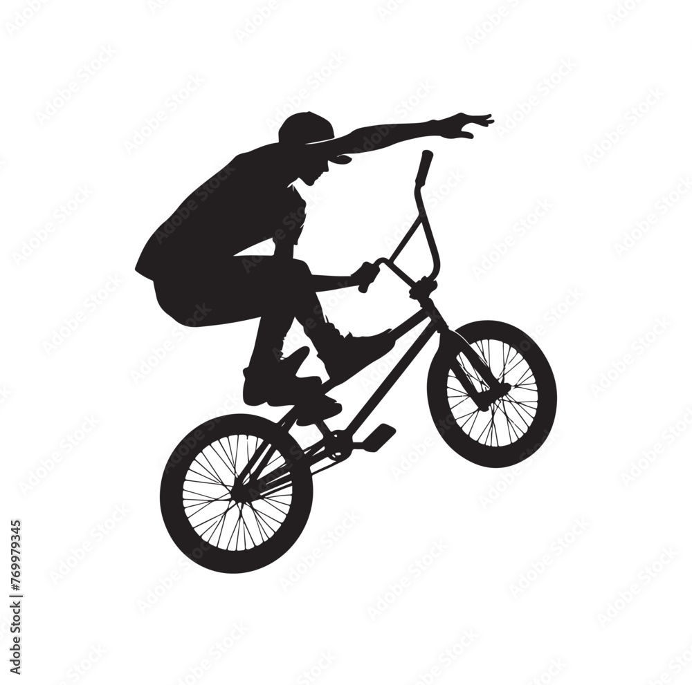 Fototapeta premium Professional bmx bicycle player silhouette. Vector illustration
