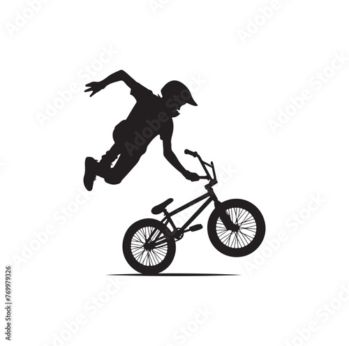 Professional bmx bicycle player silhouette. Vector illustration