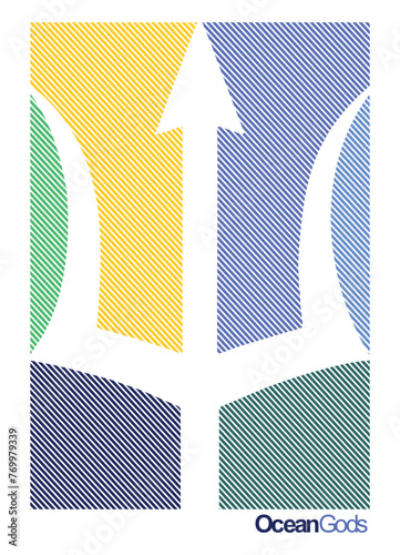 Vector illustration of trident formed by colored stripes.