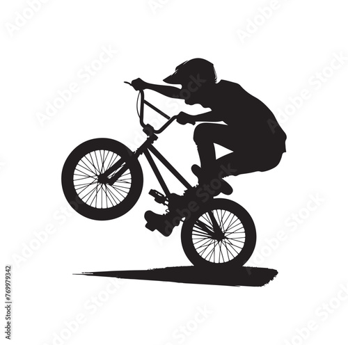 Professional bmx bicycle player silhouette. Vector illustration