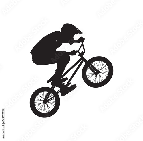 Professional bmx bicycle player silhouette. Vector illustration