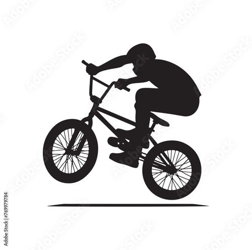 Professional bmx bicycle player silhouette. Vector illustration