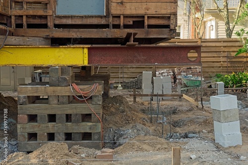 Foundation construction under raised up  house
