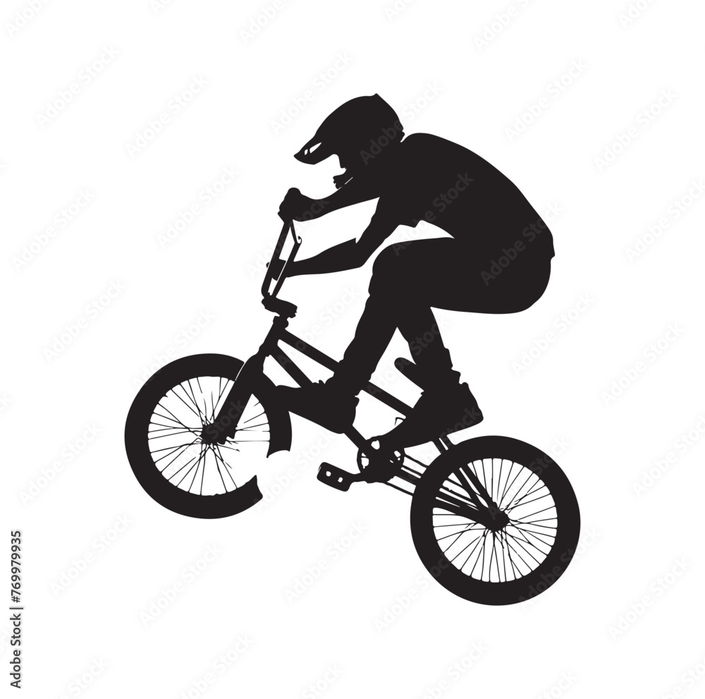 Obraz premium Professional bmx bicycle player silhouette. Vector illustration